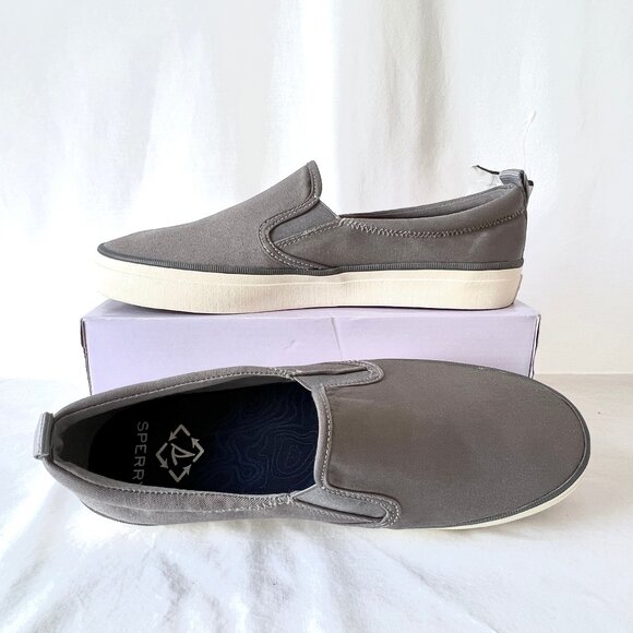 New Sperry Women's Grey Crest Twin Gore Seacycled Slip On Sneakers, Size 10 - Picture 1 of 14